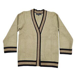 ENGLISH FACTORY ANTHROPOLOGIE WOMEN’S TIPPED CARDIGAN – OLIVE MULTI – SIZE SMALL